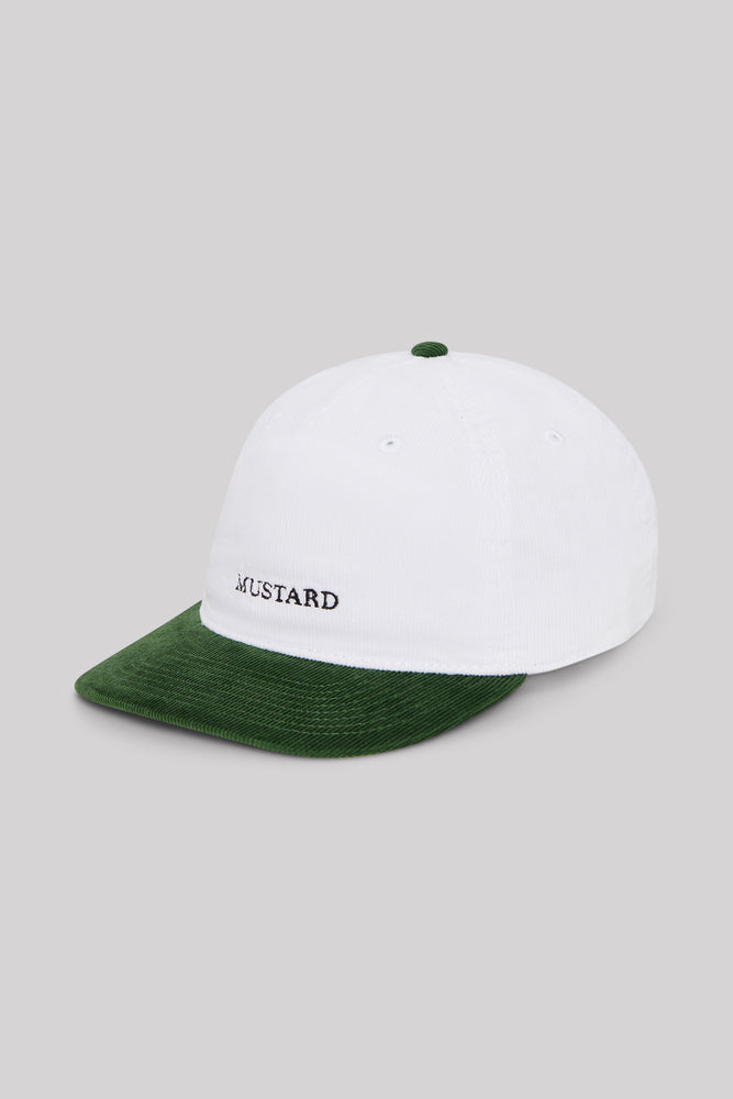 OG Cord Snap Back Cap - White/ Forest Green