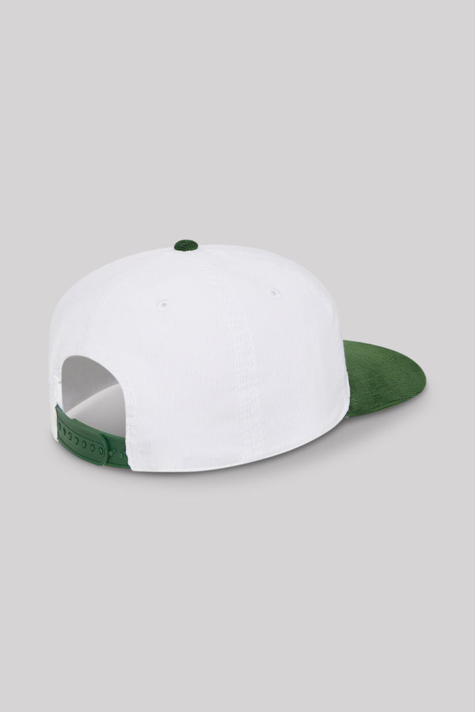 OG Cord Snap Back Cap - White/ Forest Green