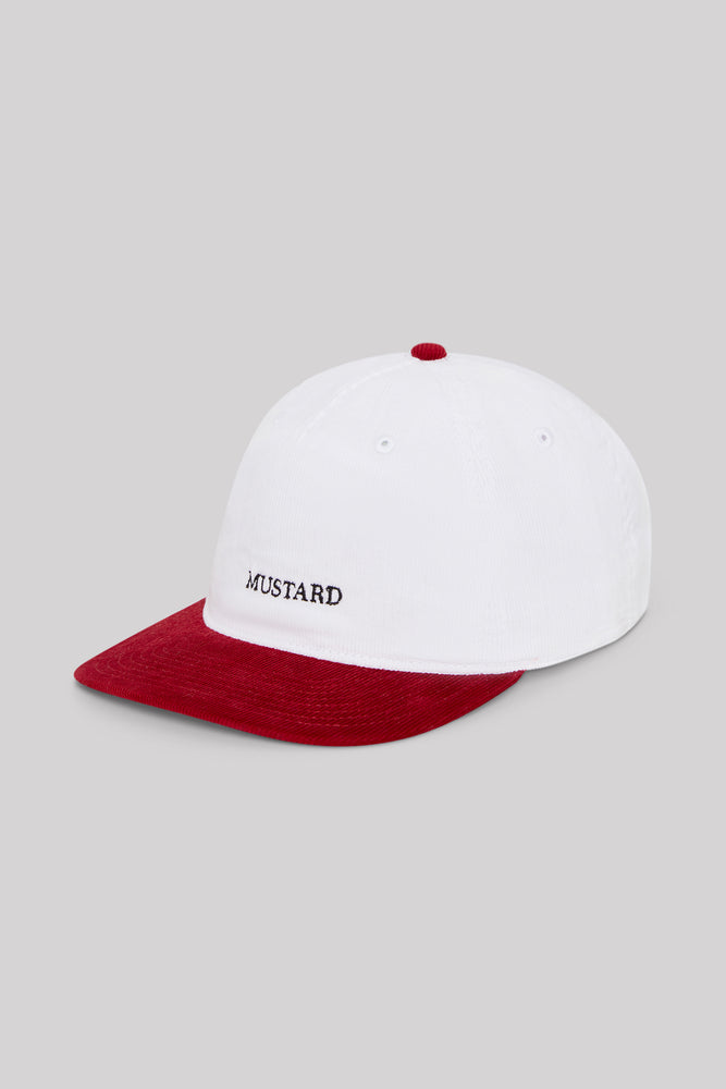 OG Cord Snap Back Cap - White/Blood Red