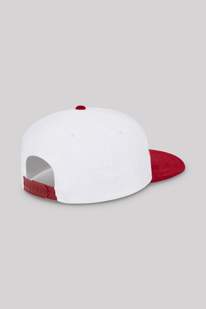 OG Cord Snap Back Cap - White/Blood Red